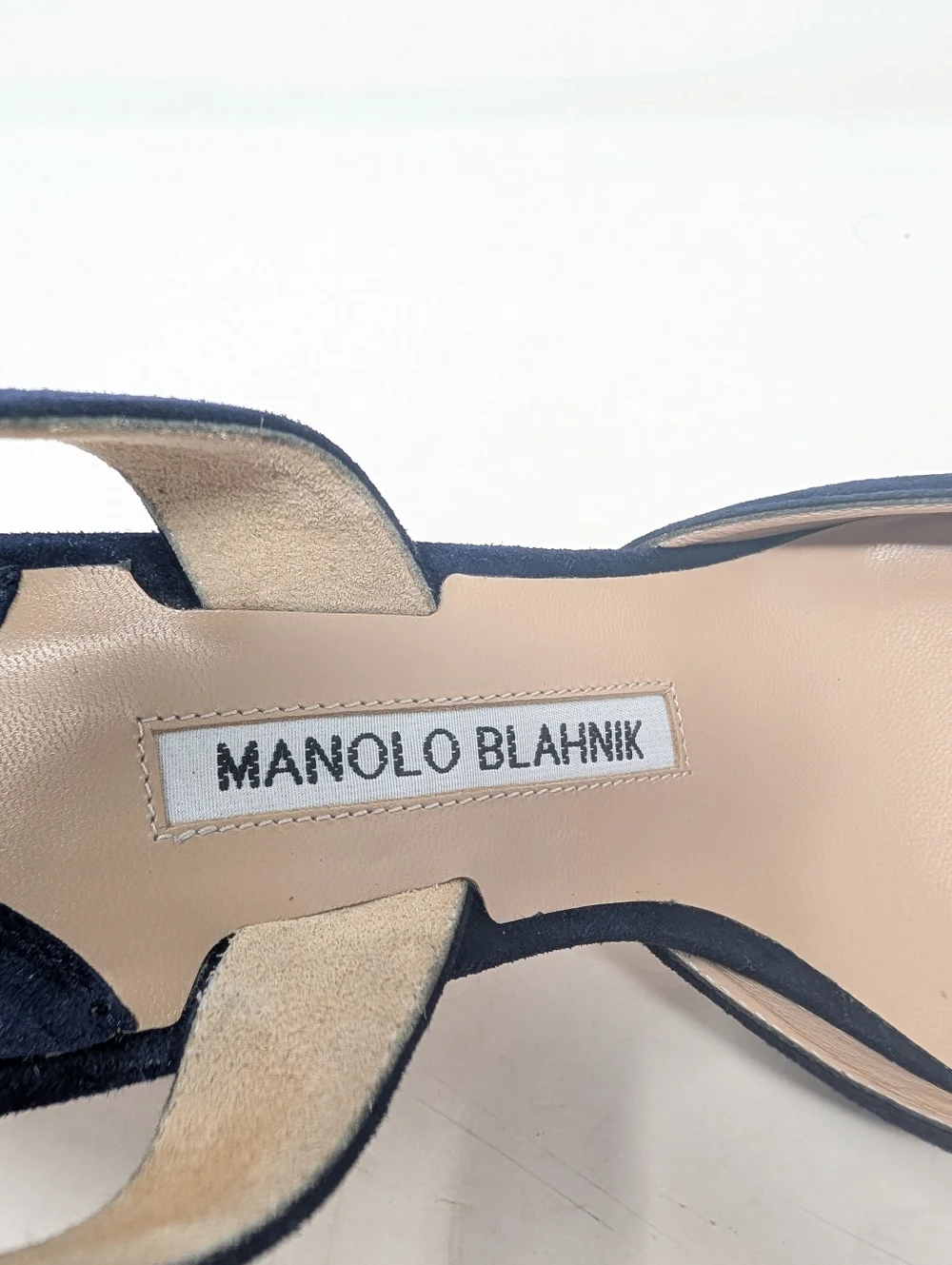 Manolo Blahnik Carolyne Blue Suede Slingback Pumps Heels Size 36.5